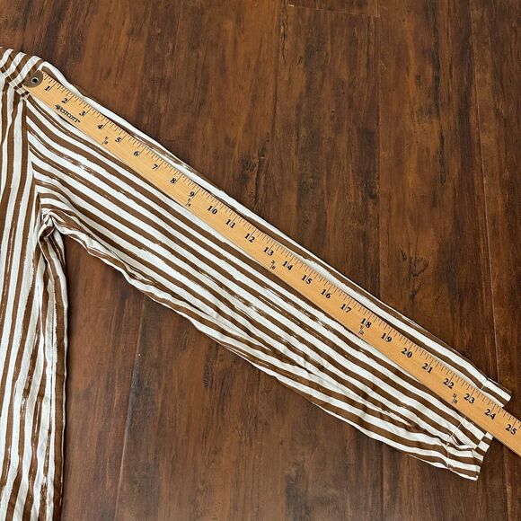NWOT POMANDÈRE Long Sleeve Wool-Silk Striped Top in Brown/White - Picture 10 of 10